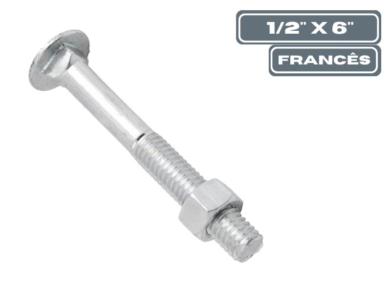 PARAFUSO FRANCES ZINCADO 1/2 X 6” COM 50 CISER