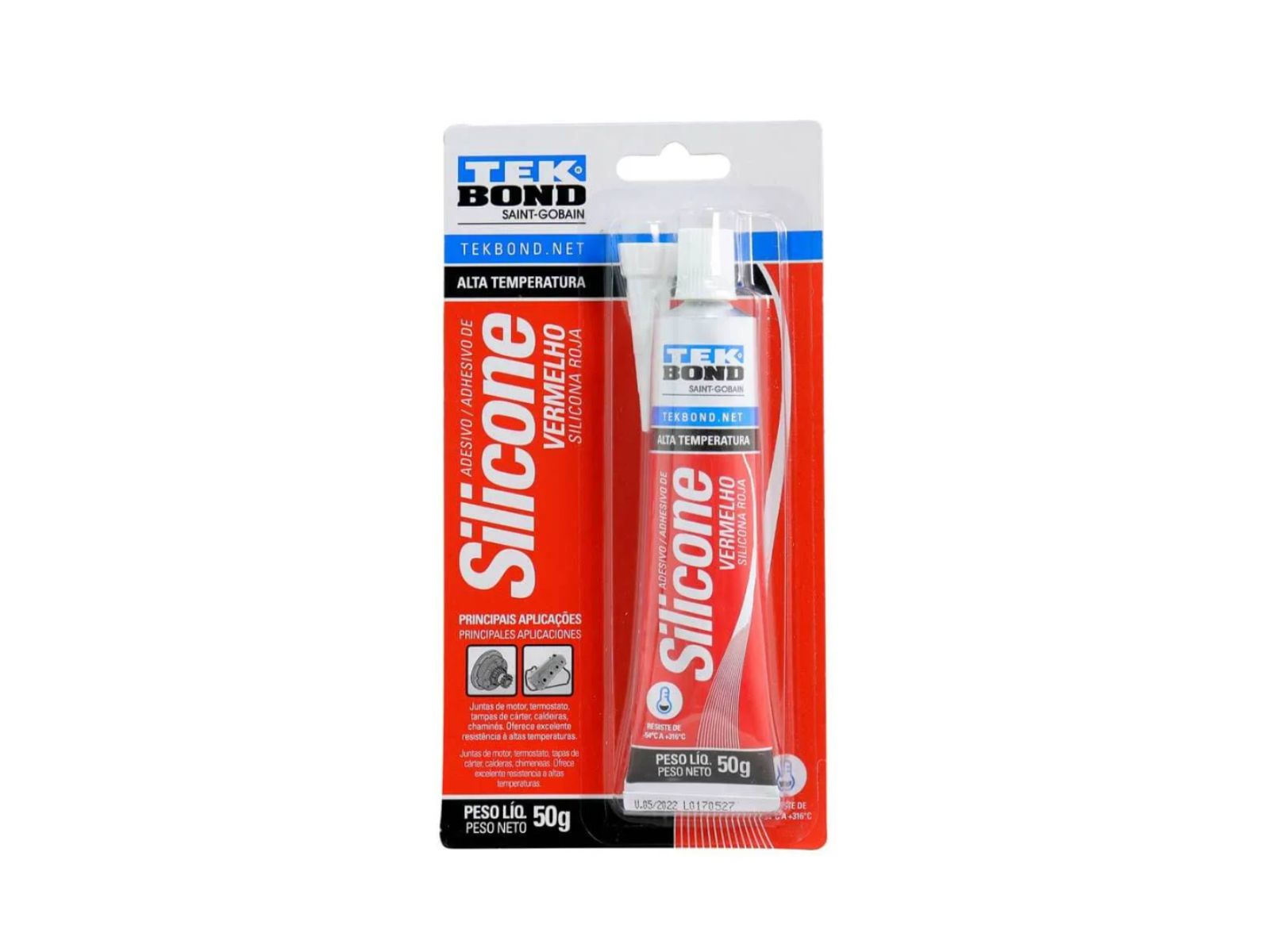 SILICONE TEKBOND ALTA TEMPERATURA VERMELHO 50G