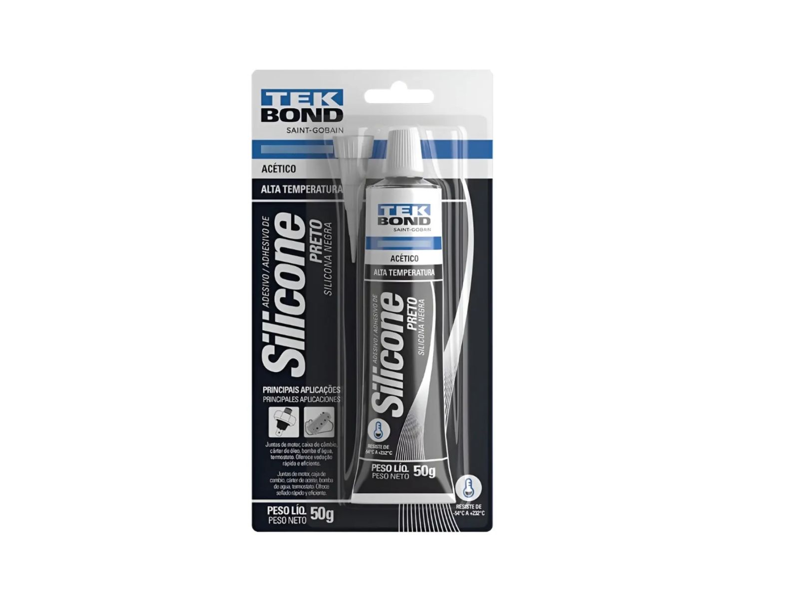 SILICONE TEKBOND ALTA TEMP. PRETO 50G