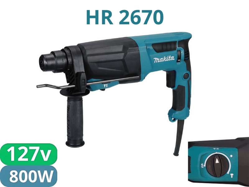 MARTELETE COMBINADO MAKITA COM MALETA 127V HR2670