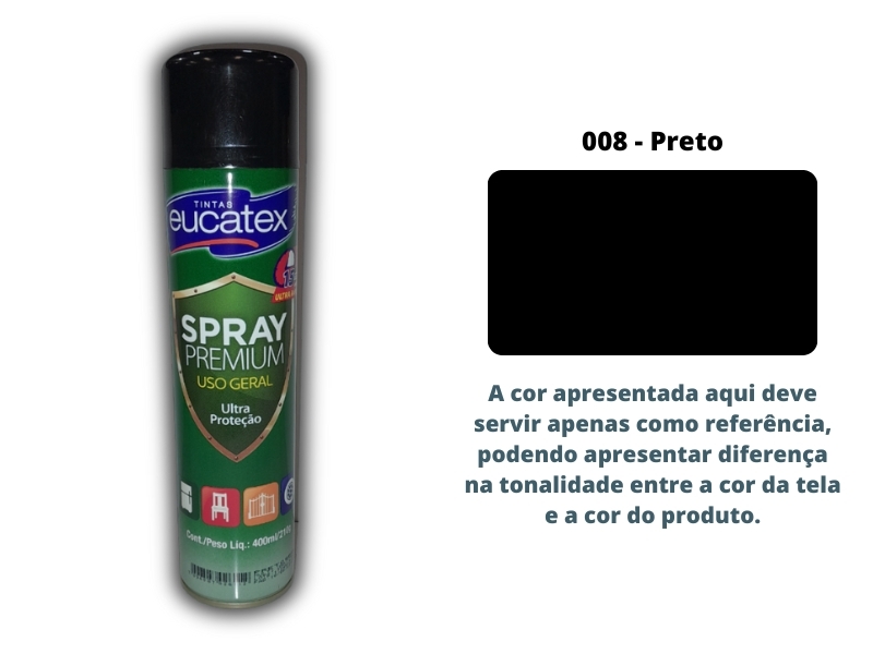 TINTA SPRAY EUCATEX MULTIUSO 300ML PRETO BRILHANTE