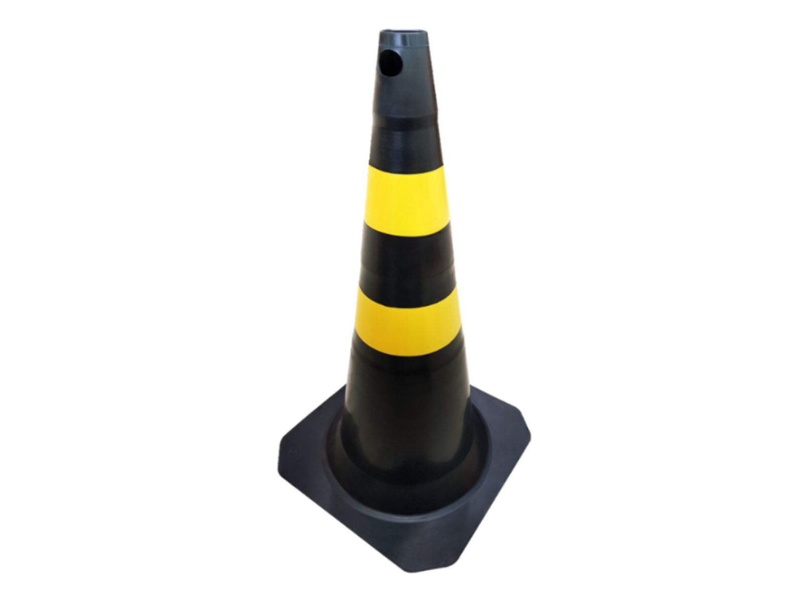 CONE DE PVC PLASTCOR PRETO E AMARELA 75CM