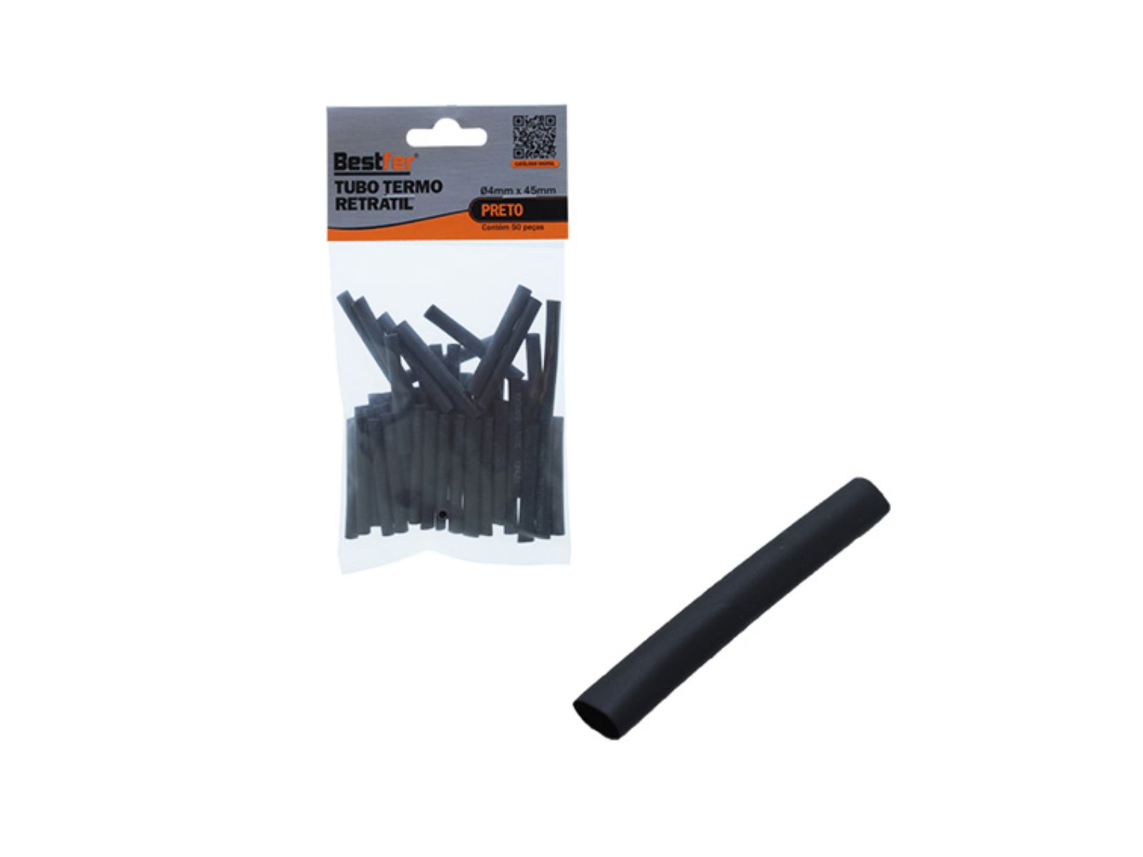 TUBO TERMO RETRATIL BESTFER 4MM PR. C/50