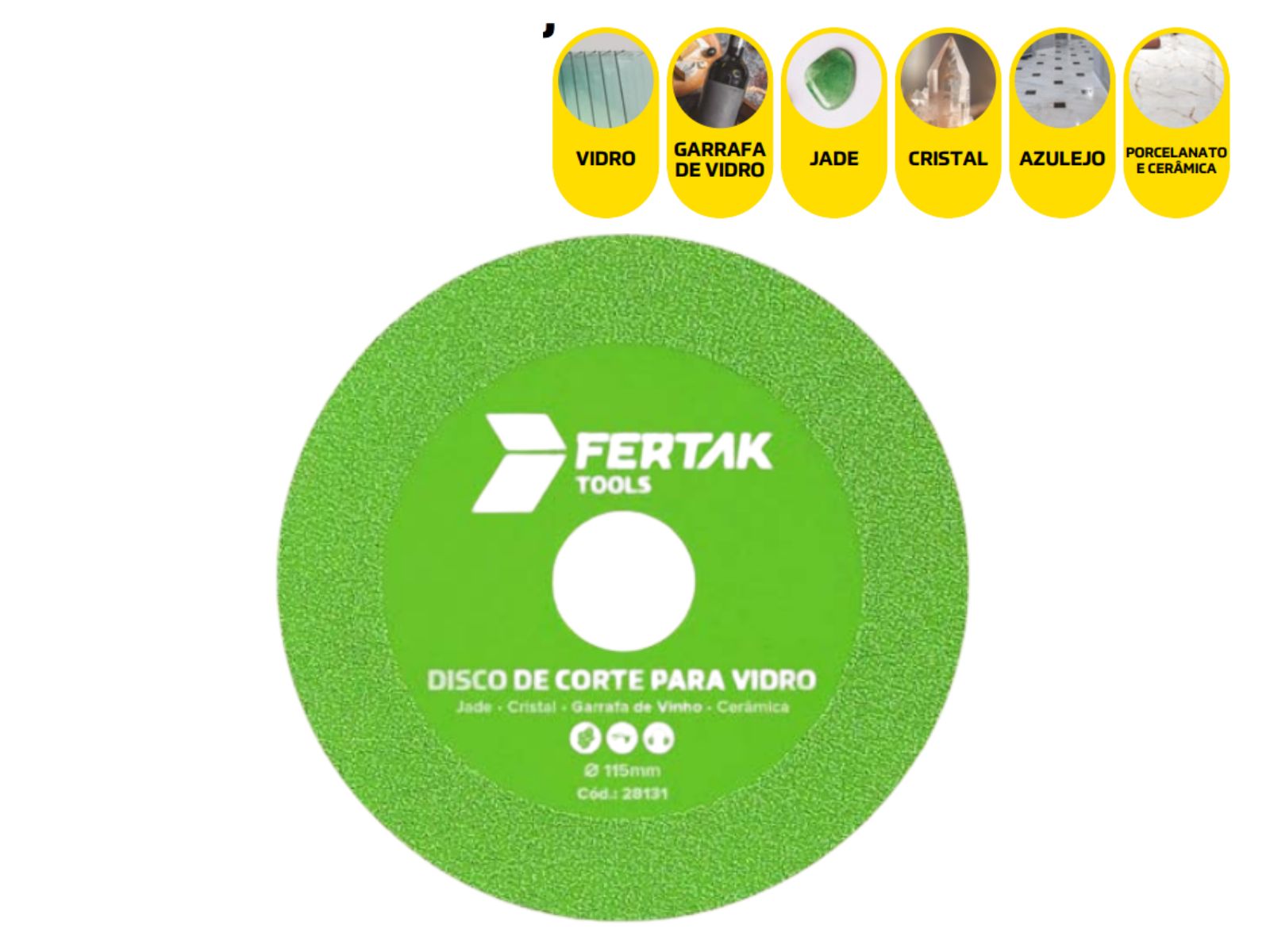 DISCO DIAMANTADO P/VIDRO FERTAK 115MM