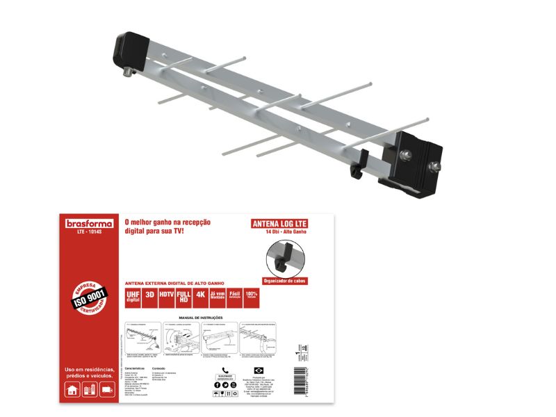 ANTENA DE TV DIGITAL EXTERNA BRASFORMA LTE1014S - 10 ELEMENTOS