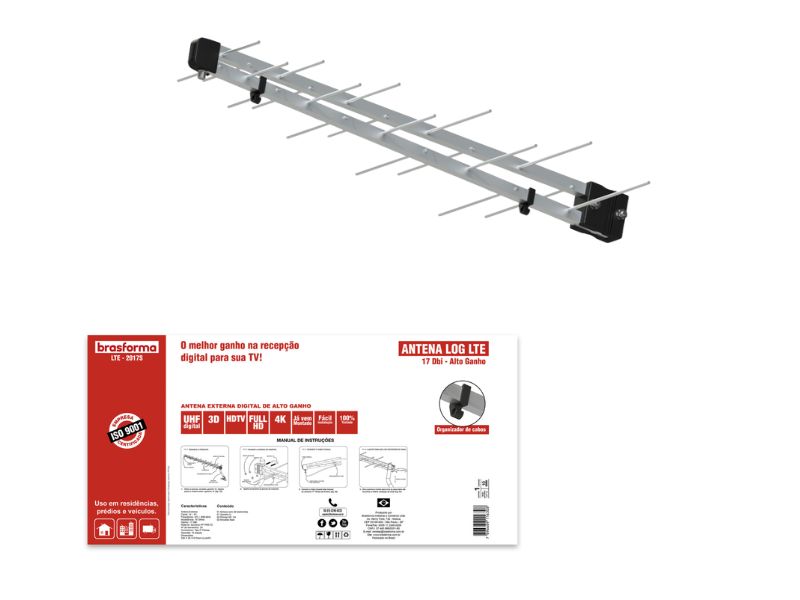 ANTENA DE TV DIGITAL EXTERNA BRASFORMA LTE2017S - 20 ELEMENTOS