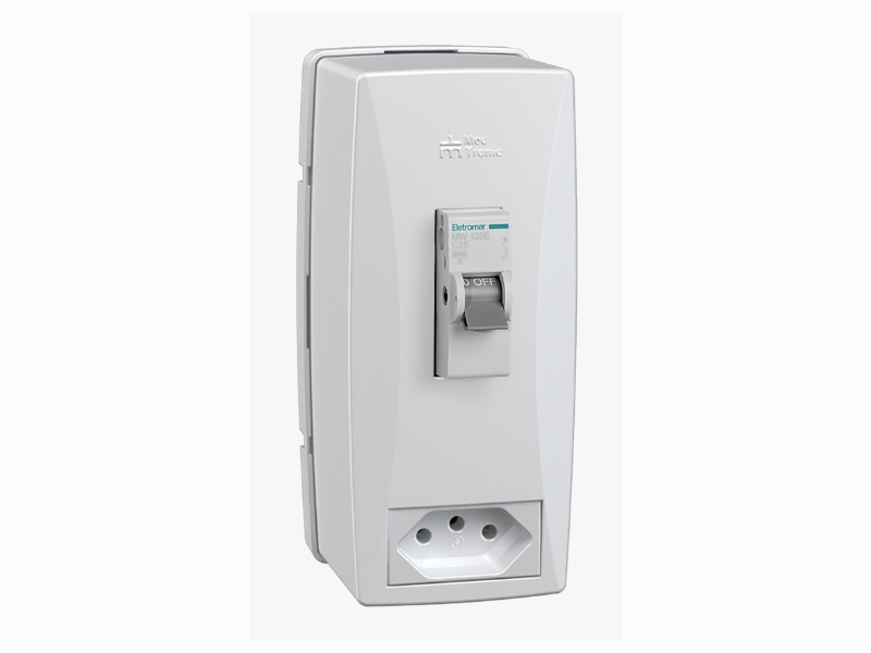 CAIXA PARA AR CONDICIONADO SOBREPOR COM DISJUNTOR 25A MEC-TRONIC COM TOMADA 20A REF 89122