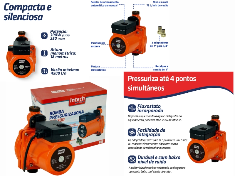 BOMBA PRESSURIZADORA INTECH 127V 250W BFL300
