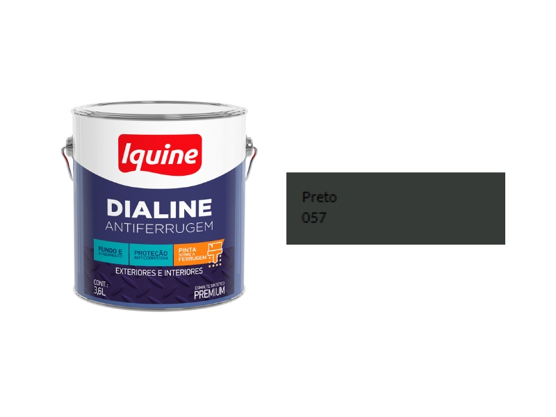 DIALINE ESMALTE SINTETICO ANTIFERRUGEM IQUINE 3,6L PRETO