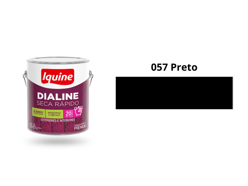 DIALINE ESMALTE SINTETICO SECAGEM RAPIDA FOSCO IQUINE 3,0L PRETO