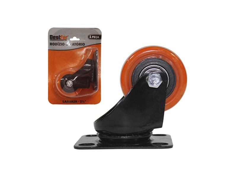 RODIZIO GIRATORIO S/FREIO BESTFER LARANJA 2.1/2”