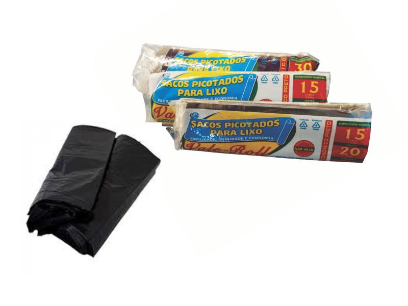 SACO PARA LIXO PRETO 30LT COM 30 VALE-ROLL