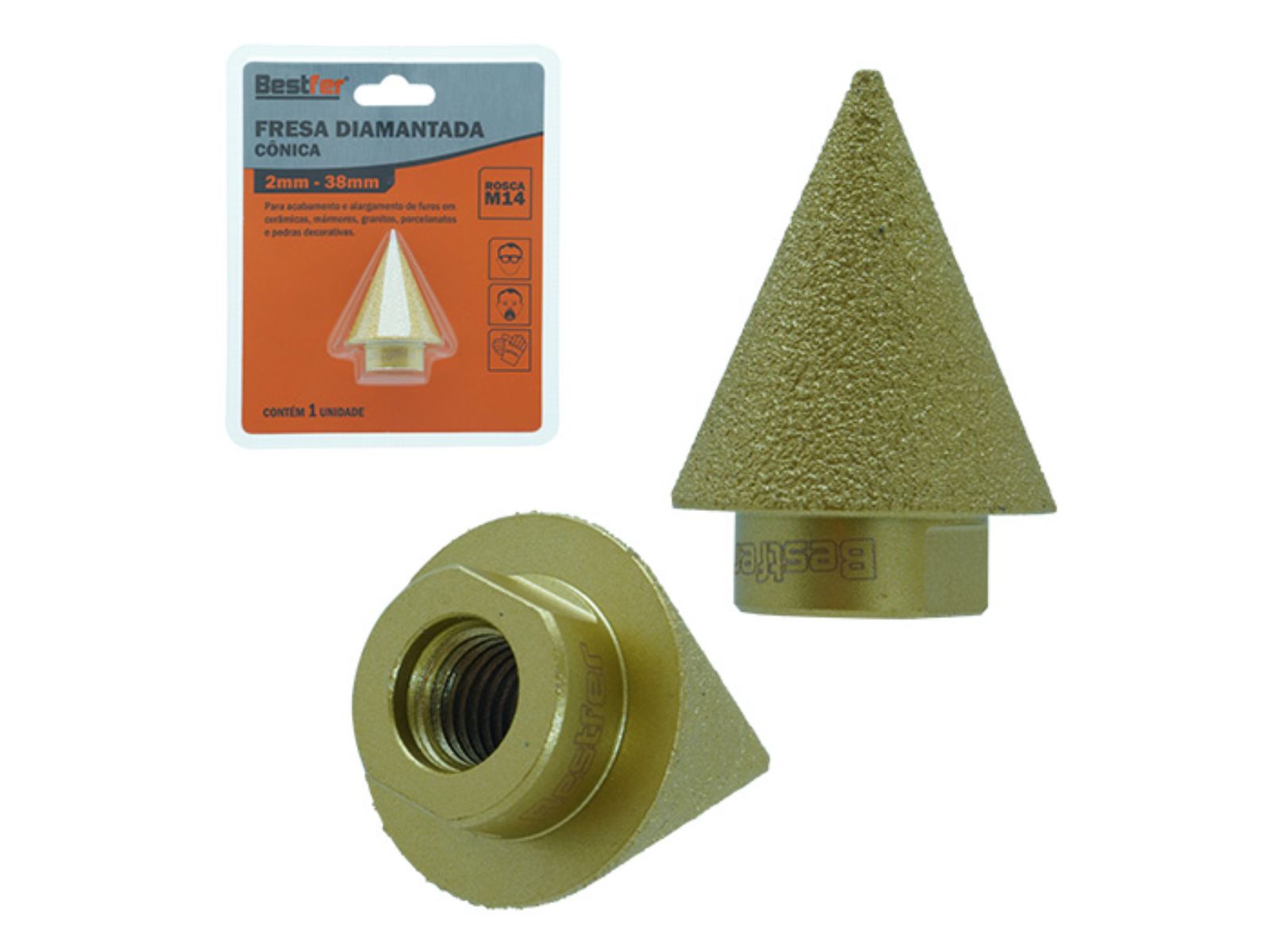 FRESA CÔNICA DIAMANTADA 2MM-38MM BESTFER