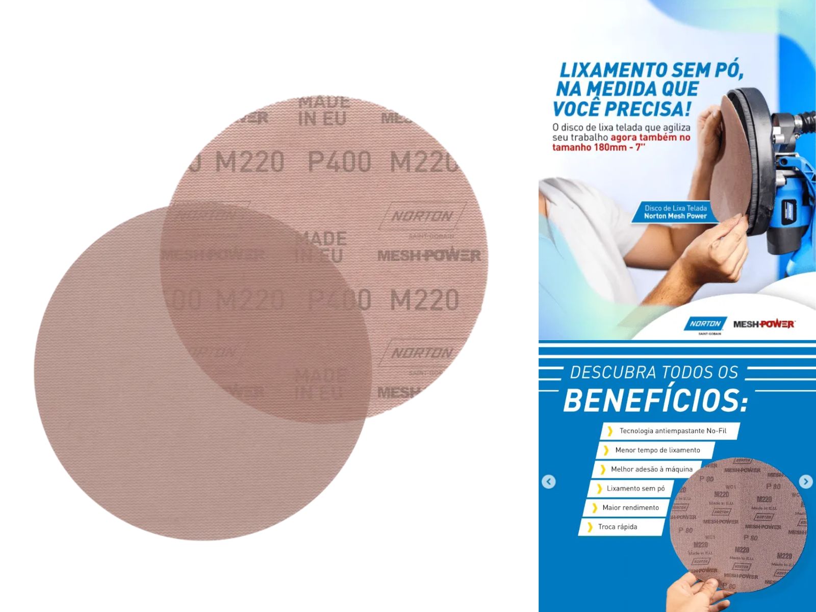 DISCO DE LIXA TELADO NORTON NOFIL 6” P150 C/25