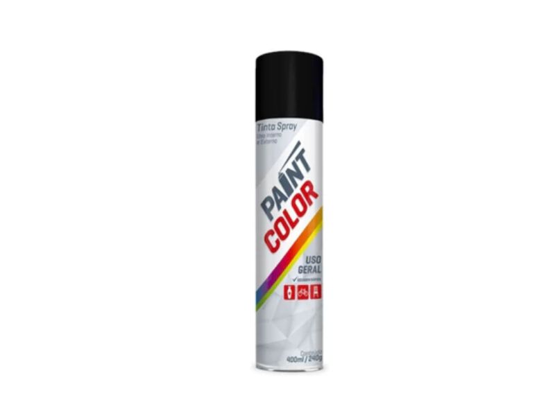 TINTA SPRAY PAINT COLOR  USO GERAL 400ML PRETO BRILHANTE