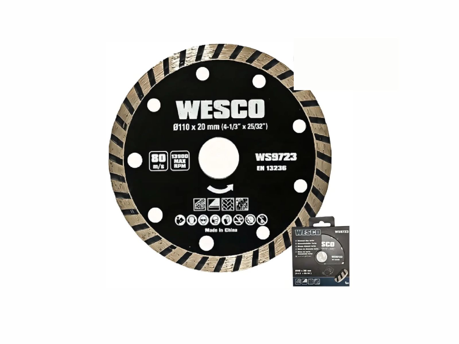DISCO DIAMANTADO SECO TURBO WESCO PROFISSIONAL WS9724