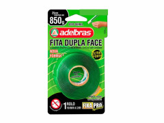 FITA DUPLA FACE ULTRA FORTE ADELBRAS 19MMX2M 850G - 25CM SUPORTA ATÉ 850G.