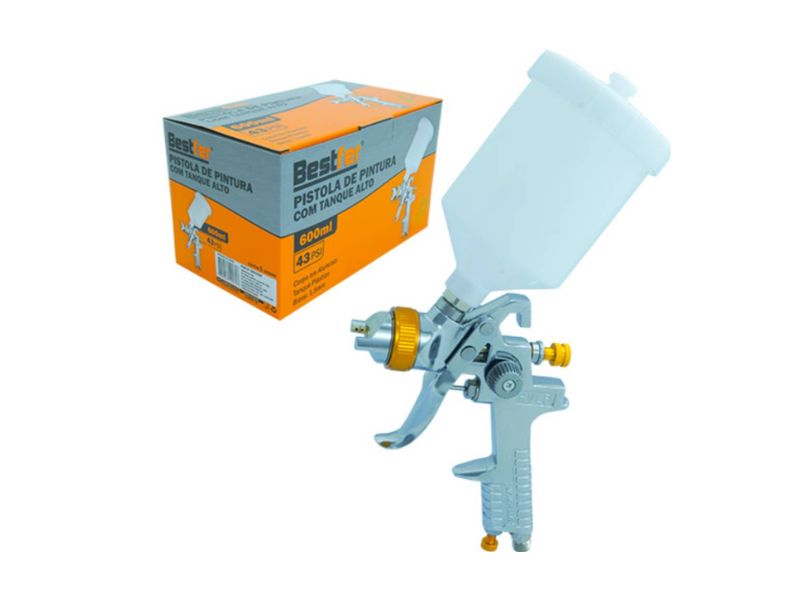 PISTOLA P/PINTURA  HVLP C/TANQUE ALTO 600ML BESTFER