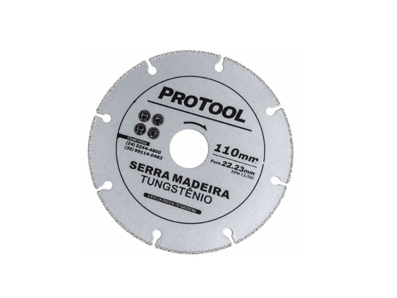 DISCO TUNGSTENIO PARA MADEIRA PROTOOL 110MM F22.23